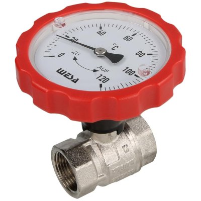Kulventil med Termometer R20, Röd -20*-120*c