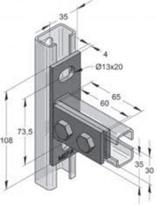 Anslutning profiler 35 Vertikal